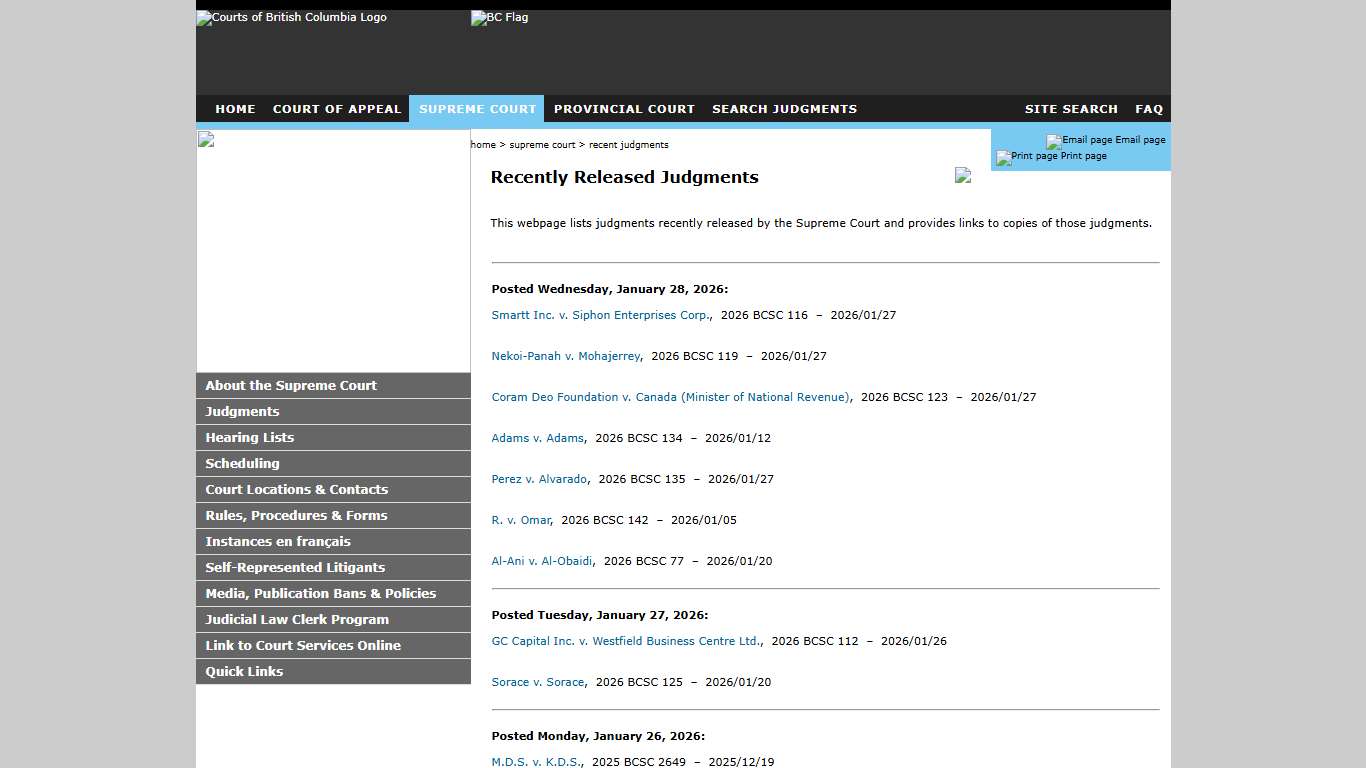 Supreme Court - Recently Posted Judgments